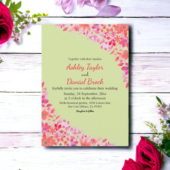 Invitation Elégant Boho Country Sage Green Floral Mariage (Créateur téléchargé)