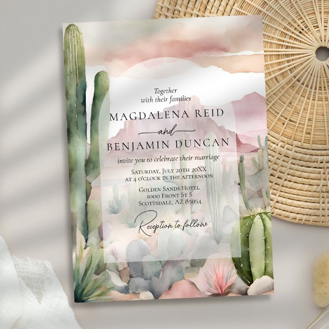 Invitation Elégant Boho Desert Paysage Cactus Mariage (Créateur téléchargé)