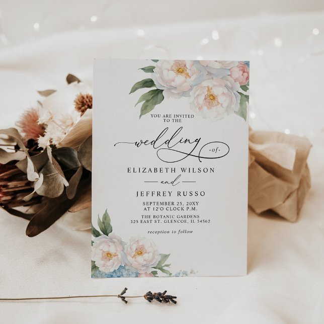 Invitation Elégant Boho été printemps Blush Floral Mariage (Elegant Boho Summer Spring Blush Floral Wedding Invitation)