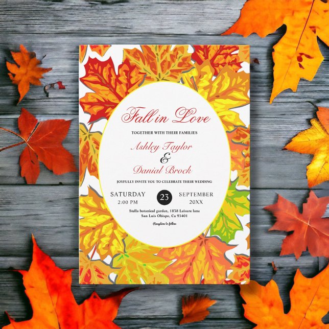 Invitation Elégant Boho Fall Feuilles Pays Floral Mariage (Créateur téléchargé)
