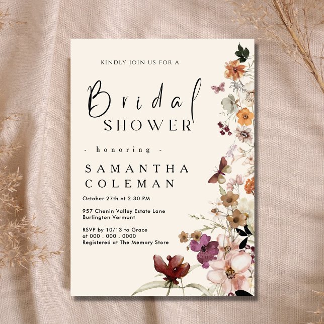 Invitation Elégant Boho Fleur sauvage Blush Pastel Fête des m (Créateur téléchargé)