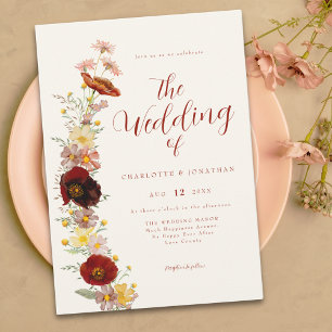 Invitation Elegant Boho Fleur sauvage Fall