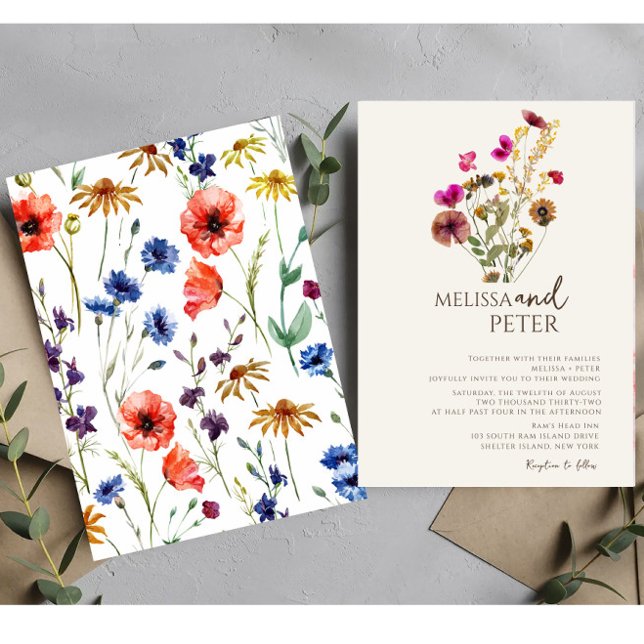Invitation Elegant Boho Fleur sauvage Mariage (Créateur téléchargé)