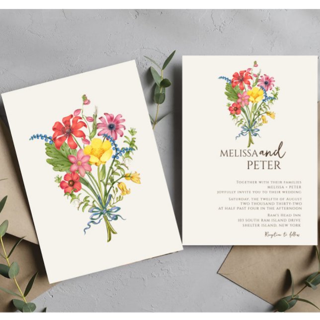 Invitation Elegant Boho Fleur sauvage Mariage (Créateur téléchargé)