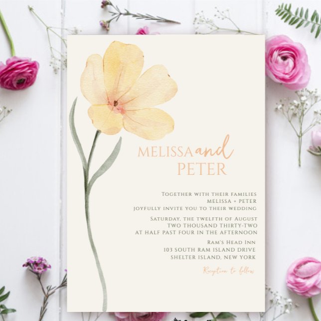 Invitation Elegant Boho Fleur sauvage Mariage (Créateur téléchargé)