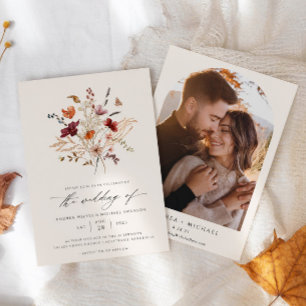 Invitation Elegant Boho Fleur sauvage photo Mariage de automn