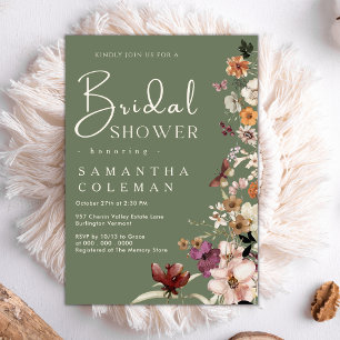 Invitation Elégant Boho Fleur sauvage Sage Green Fête des mar
