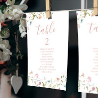 Elegant Boho Fleur sauvage tableau nombre de place