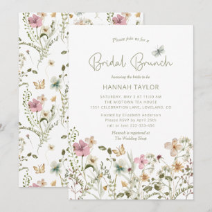 Invitation Elégant Boho Floral Fleur sauvage Brunch nuptial