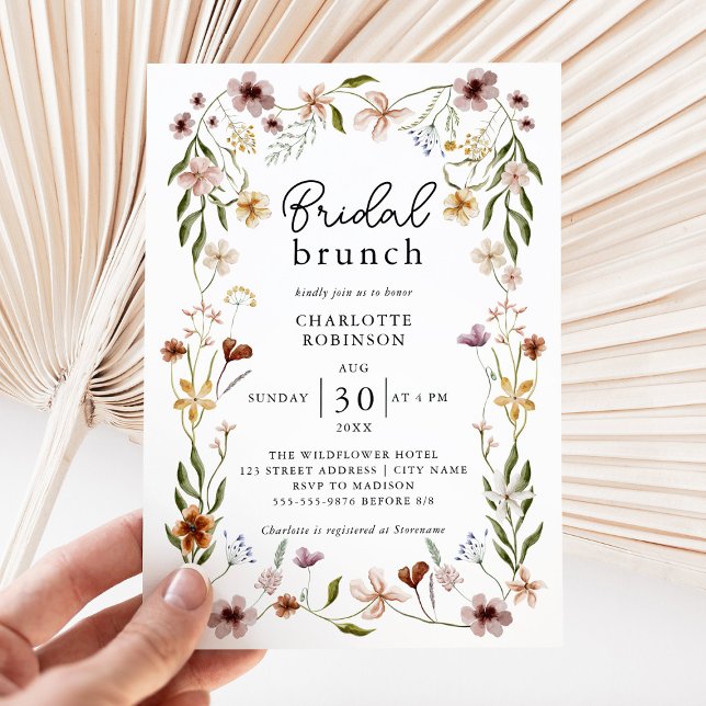Invitation Elégant Boho Floral Fleur sauvage Brunch nuptial (Créateur téléchargé)
