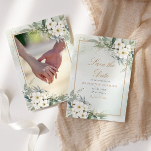 Invitation Elégant Boho Floral Photo Mariage Enregistrer La D