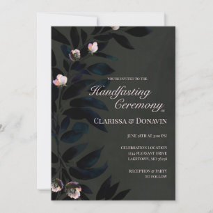Invitation Élégant Boho foncé poignant Feuilles floraux