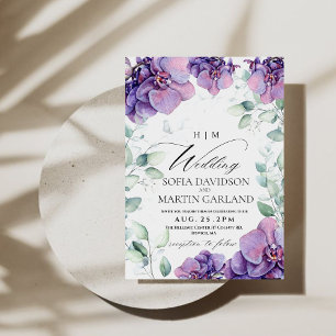 Invitation Elégant Boho Garden Fleur violet orchidée Mariage