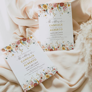 Invitation Elégant Boho Garden Fleurs Mariage Botanique Invi