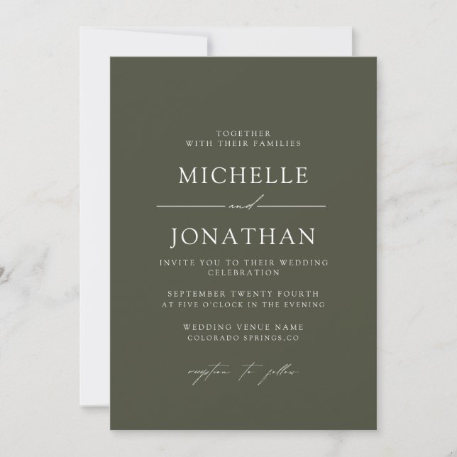 Invitation Élégant Boho Green tout en un Mariage (Devant)