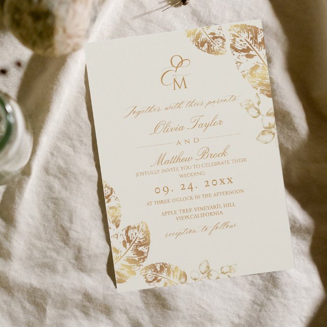 Invitation Elegant Boho | Mariage d'automne d'or (Créateur téléchargé)