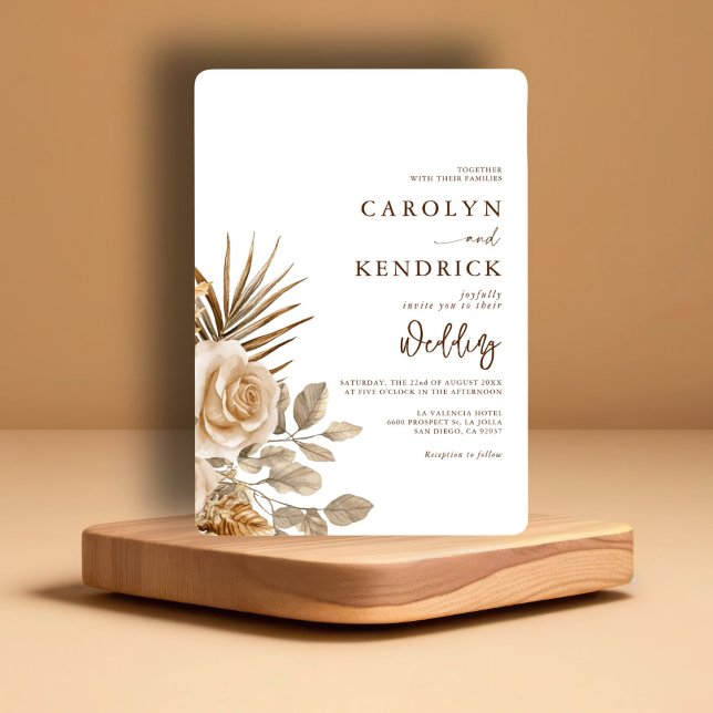 Invitation Elégant Boho Neutral Flore Accents Mariage (Créateur téléchargé)