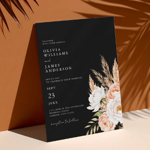 Invitation Élégant Boho noir Chic Floral Mariage de automne