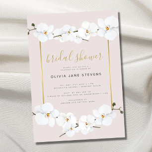 Invitation Elégant Boho Orchids Gold Frame Fête des mariées r