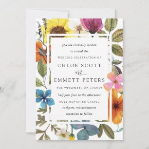 Invitation Elegant Boho Rustic Fleur sauvage Mariage d'été