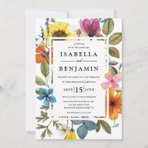 Invitation Elegant Boho Rustic Fleur sauvage Mariage d'été