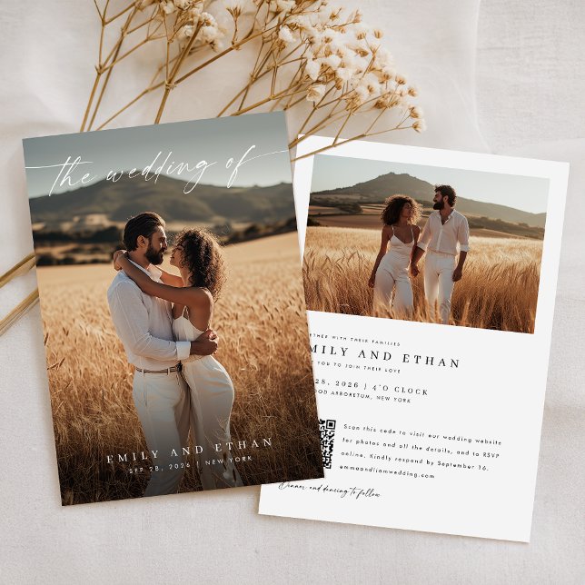 Invitation Elegant Boho Rustic QR Code Mariage photo (Créateur téléchargé)