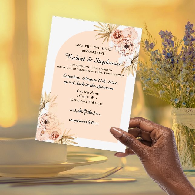 Invitation Elégant Boho Spring Peony Mariage chrétien (Créateur téléchargé)