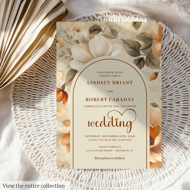 Invitation Elegant Boho Terra Cotta Ivory Sage Floral Wedding (Romantic Boho Terra Cotta Ivory Sage Floral Wedding Invitation

)