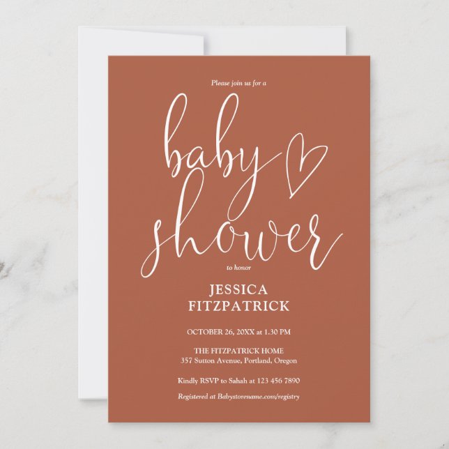 Invitation Élégant Boho Terracotta Baby shower neutre pour le (Devant)