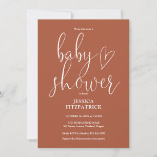 Invitation Élégant Boho Terracotta Baby shower neutre pour le