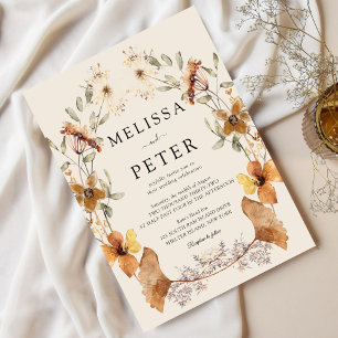 Invitation Elégant Boho Terracotta Floral Fleur sauvage Maria