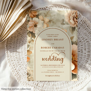 Invitation Élégant Boho Terracotta Ivoire Sage Floral Mariage