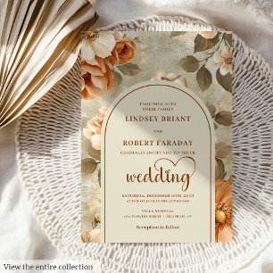 Invitation Élégant Boho Terracotta Ivoire Sage Floral Mariage
