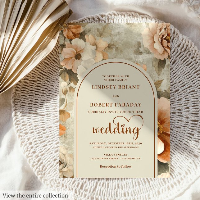 Invitation Elegant Boho Terracotta Ivory Sage Floral Wedding  (Elegant Boho Terracotta Ivory Sage Floral Wedding Invitation

)