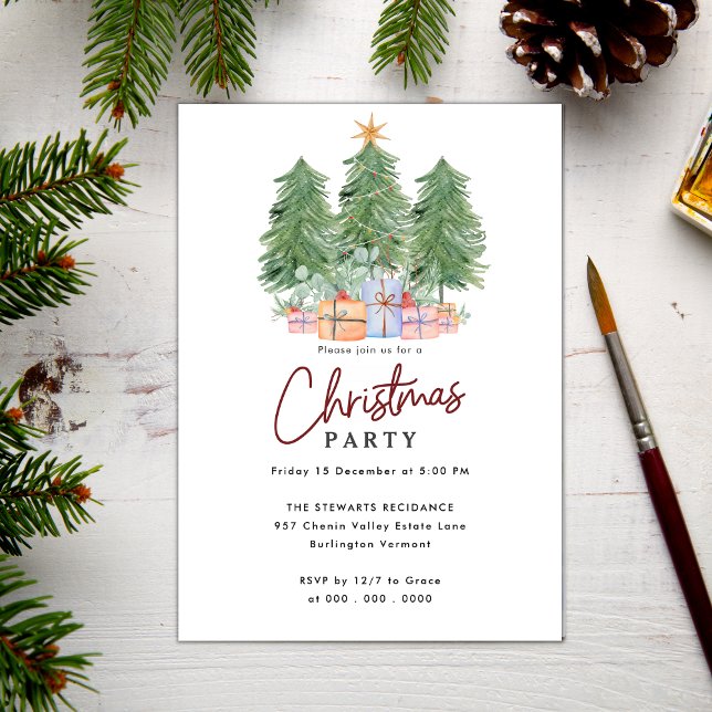 Invitation Élégant Boho Trees moderne Noël Fête de Noël (Créateur téléchargé)
