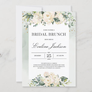 Invitation Elégant boho vert rose blanche brunch de mariée