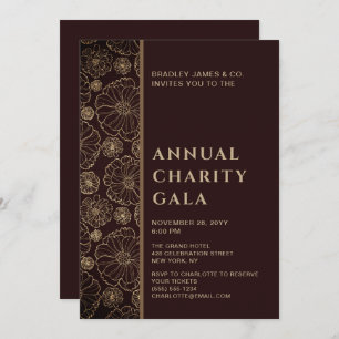 Invitation Élégant Botanical Charity Event Gala Party