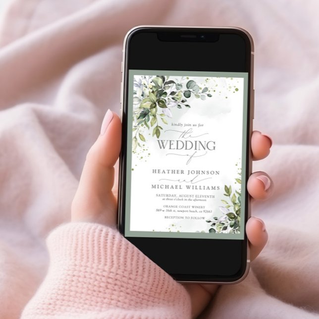 Invitation Elégant Botanical Greenery Mariage d'aquarelle (Créateur téléchargé)