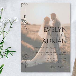 Invitation Elegant Botanical Modern Minimalist Photo Wedding