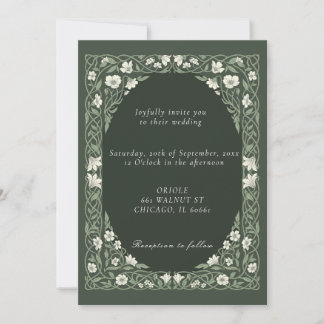 Invitation Elegant Botanical Wedding Invite Green Theme