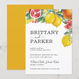 Invitation Élégant Botanique Aquarelle de Citron pour Mariage