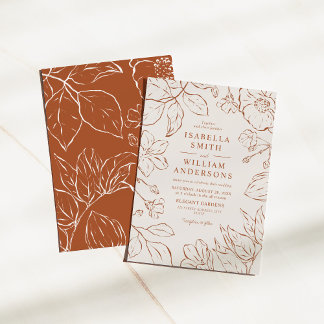 Invitation Élégant Botanique Boha Mariage en terre cuite