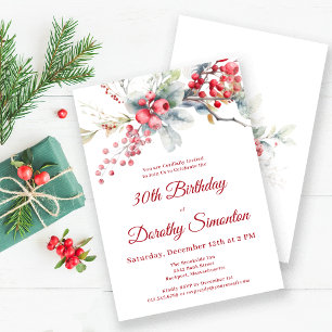 Invitation Elégant Botanique de Berry d'hiver 30h Anniversair