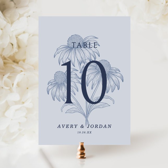 Invitation Elégant Botanique Dusty Blue Mariage Numéro de tab (Créateur téléchargé)