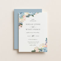 Élégant Botanique Floral Mariage bleu clair