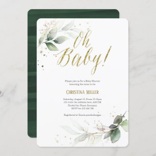 Invitation Elégant, Botanique, Moderne, Verdure, Baby shower