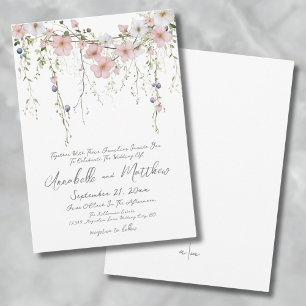 Invitation Élégant Botanique Simple Fleurs Sauvages Mariage F