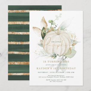 Invitation Elégant Botanique Verdure Or Citrouille Anniversai
