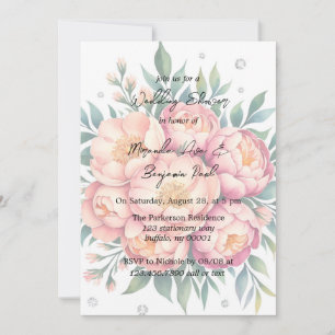 Invitation Elégant bouquet de pêche avec Wedding shower de di