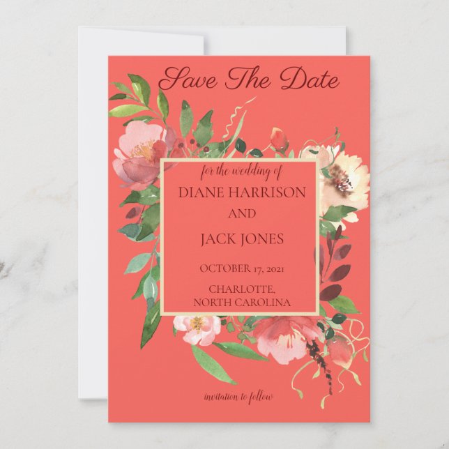 Invitation Elégant Bouquet de rose aquarelle (Devant)